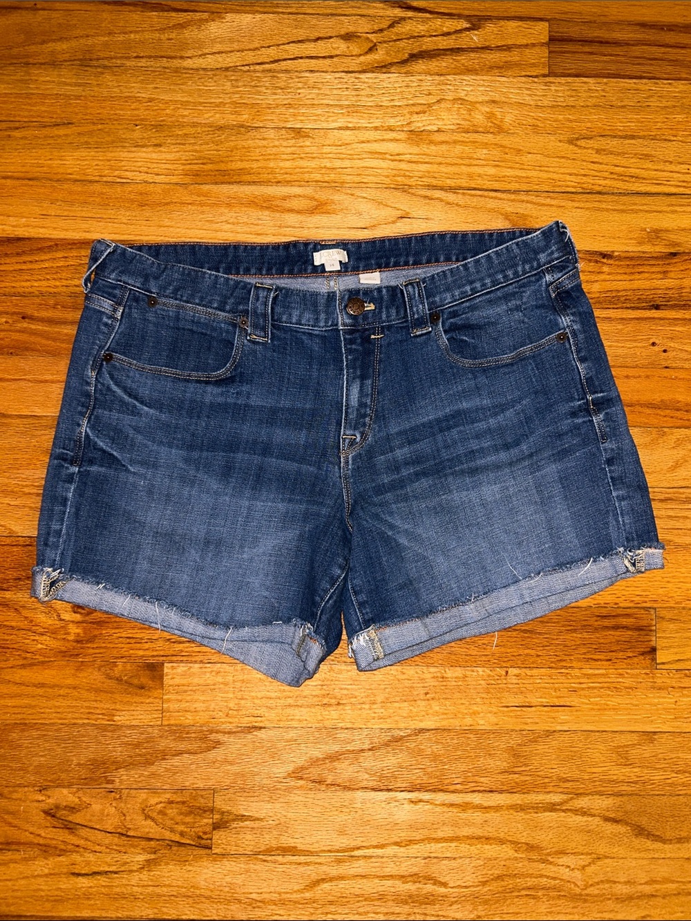J. Crew Stretch Denim Shorts Medium Wash Capsule Wardrobe 14 Coastal Casual